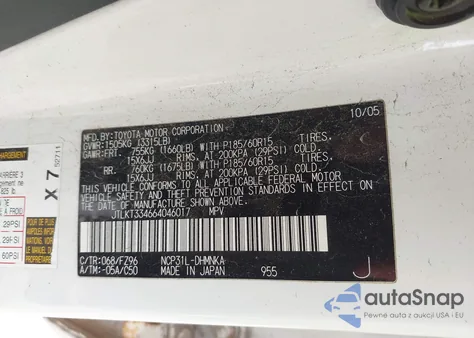 2006 Scion Xb Xb from USA, damaged, VIN JTLKT334664046017